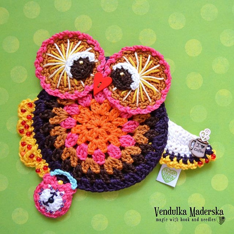Crochet pattern Owl coaster / Kitchen table / Autumn Etsy