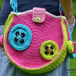 Crochet Buttons Bag crochet pattern, DIY image 4