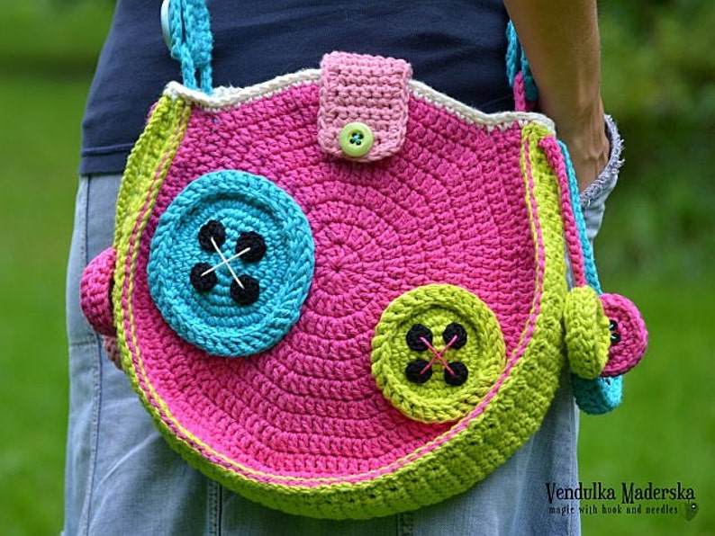 Crochet Buttons Bag crochet pattern, DIY image 4