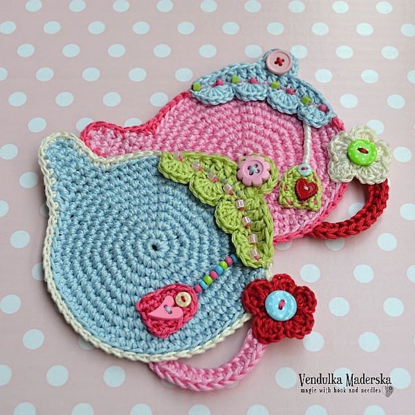 Crochet pattern - Teapot Coaster by VendulkaM / Kitchen table / Digital tutorial / pdf