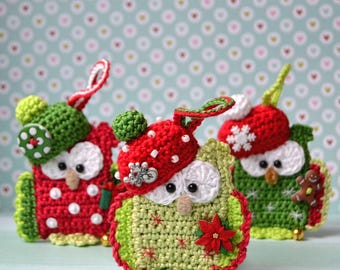 Christmas Owl Crochet Pattern | Festive Ornament with Jingle Bell PDF | Holiday Tree Decoration | Beginner