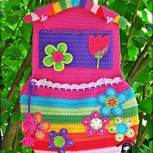 Rainbow pockets organizer - crochet pattern, digital tutorial