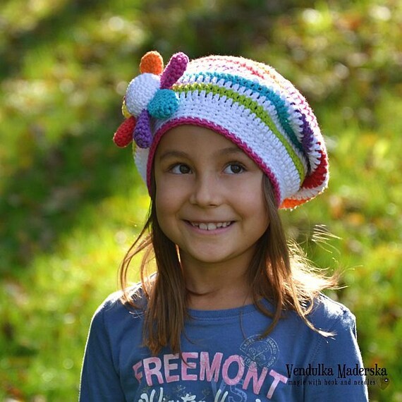 Rainbow Slouchy Crochet Hat Pattern DIY 