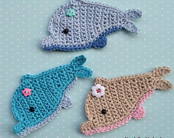 Crochet dolphin appliqué - pattern DIY