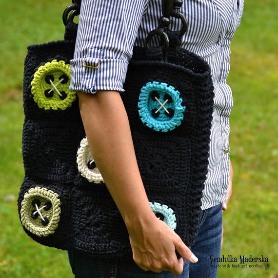 Crochet Pattern Big Buttons Bag by Vendulkam Crochet Bag Pattern