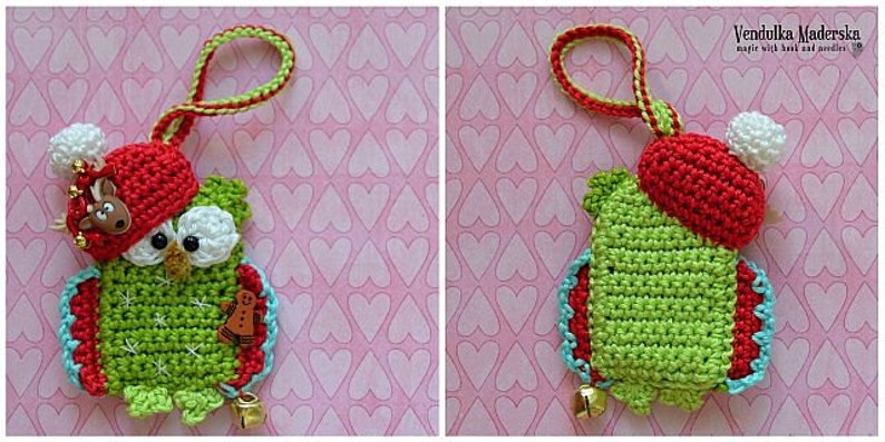 Crochet pattern christmas owl ornament by VendulkaM/ DIY, pdf image 2