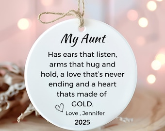 Personalized Aunt Ceramic Ornament, Christmas Keepsake Gift