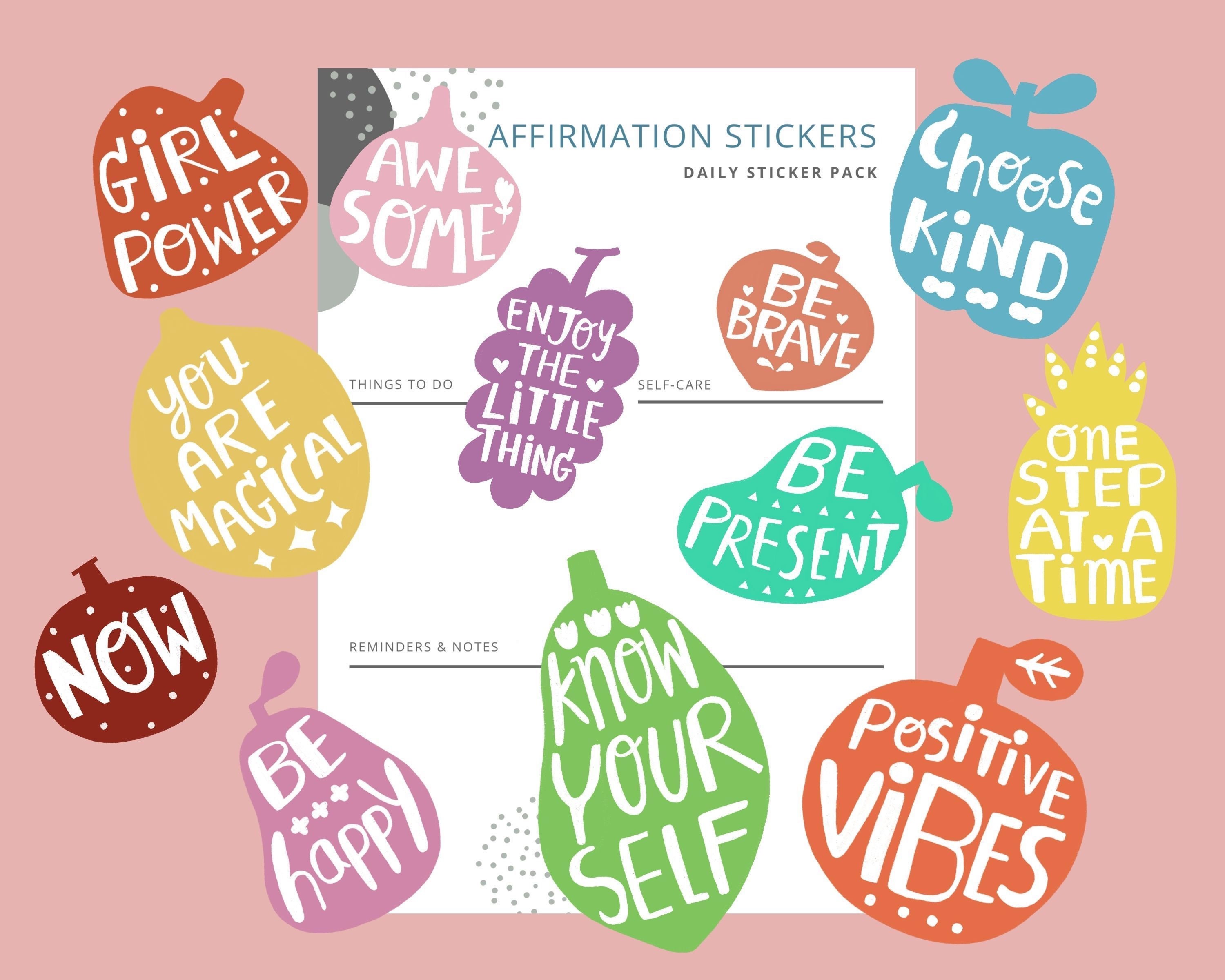 Hand drawn affirmation quote sticker pack Digital planner Etsy