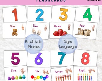 Numbers Flashcards 1-20 | Montessori | Sign Language | Homeschool | Learning Cards | Printable Flashcards