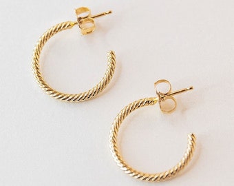 14K Gold Rope Hoop