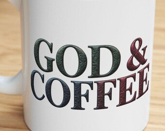Taza de cerámica "Dios y café": Vasos inspiradores de fe (325 ml o 450 ml)