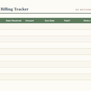 Printable insurance and billing tracker page with columns for provider, amount, due date, payment status, and appeal notes, from a caregiver organizer binder.