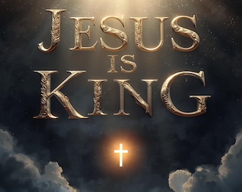 Jesus is King 3D Floating Cross Digital Poster