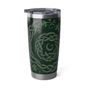 Keltischer Knoten Shamrock Becher 20 Unzen Edelstahl Reisebecher mit Efeu Design