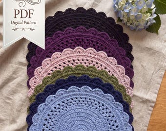 English Manor Crochet Placemat Pattern | Scalloped Lace Table Linen (PDF)
