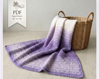 Lavender Clouds Throw Crochet Pattern | Ombre Blanket PDF | Textured Camel Stitch Afghan | Bulky Yarn Halo | PDF Download
