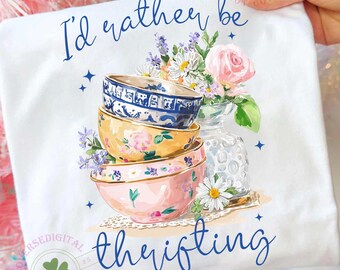 I'd rather be thrifting Png, Minimalist Thrifter Png, Antique Shopping Png, Retro Thrift Lover Png, Cottagecore Png, Grandmacore Kitchen Png