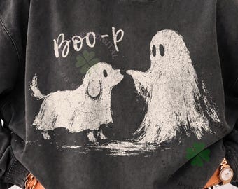 Boo-P Ghost Dog PNG, Cute Halloween Dog, Funny Ghost Puppy Shirt Design, Spooky Dog Lover Digital Download, Retro Halloween