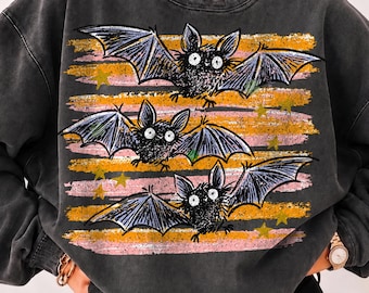 Halloween Bats Stripes PNG, Distressed Fall Shirt Design, Trendy Spooky Season Mom Graphic Print Sublimation