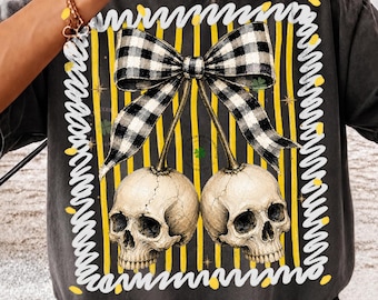 Cute Gothic Halloween Png, Skull Cherries & Leopard Bow Sublimation Design