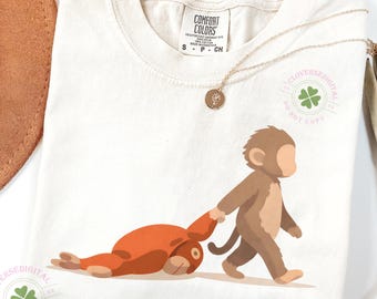 Punch The Baby Monkey Png, Viral Macaque With Plush Toy Meme, Cute Emotional Animal Design For Sublimation, Digital Download