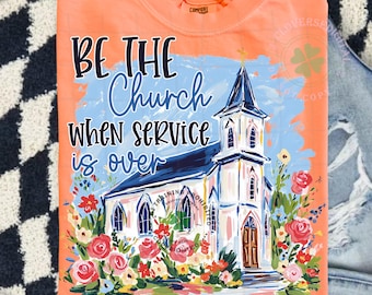 Be The Church PNG, Floral Christian Church Design, Faith Based Sublimation, Hand Drawn Religious PNG, Trendy Digital Download