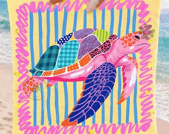 Turtley Summer Png, Turtle Png, Summer PNG, Beach Png, Colorful Png, Girly Png, Stripes Png, Dainty Png, Lake Days Png, Trout Png,Trendy Png