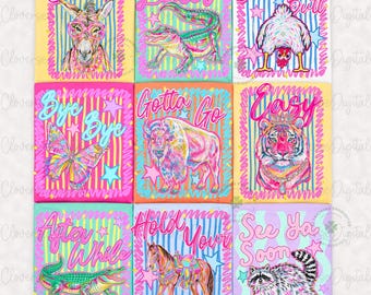 Later Gator PNG Bundle, Striped Summer Animal Png, Feral Raccoon Vogue, Easy Tiger PNG, Preppy Summer Bay Coastal Png, After While Crocodile