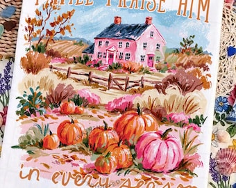 I Will Praise Him In Every Season Png, Fall Christian Farmhouse Png,  Bible Verse Png, Hand Drawn Religious, Fall Shirt png