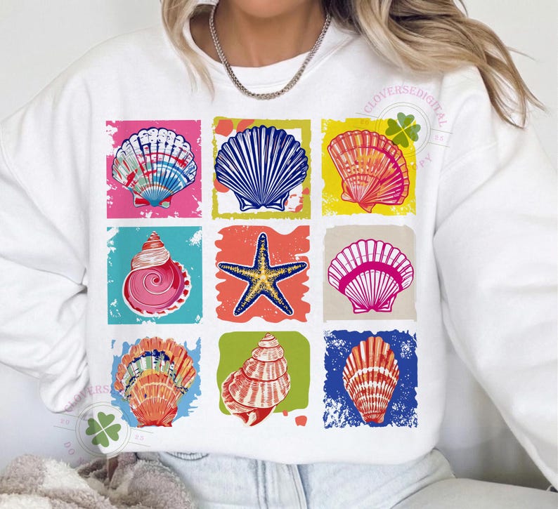 Brushstroke Seashell Clam Summer PNG, Beach Vibes preppy girly summer(Digital Download) image 9