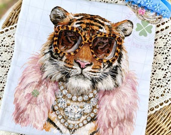 Glam Tiger PNG | Preppy Tiger PNG | Bling Design | Everyday Designs | Boujee Png | Leopard Print Png | Tiger Graphic | Animal Print Graphic