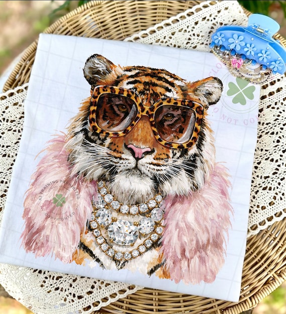 Glam Tiger PNG | Preppy Tiger PNG | Bling Design | Everyday Designs | Boujee Png | Leopard Print Png | Tiger Graphic | Animal Print Graphic