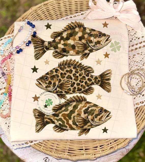 Preppy Fish Png, Trendy Camo Bass Sublimation Design, Fishing Png, Summer Shirt Design, Trending Lake Life Png, Girly Cottage Life Png