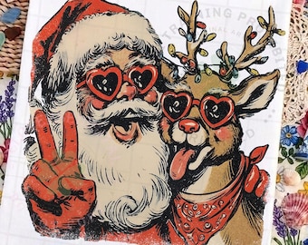 Retro Christmas Believe In The Magic PNG, Santa Claus Design, Cute Reindeer Holiday Art, Whimsical Holiday Friends Shirt Digital File
