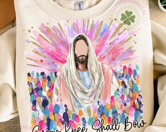 Every Knee Shall Bow Png, Easter God Jesus Png Design, Bible Design, Jesus Easter Bow, Bible Verse Png Design, Bible Jesus,Motivation Design