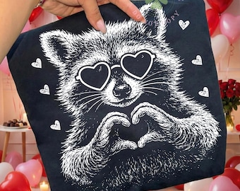 Valentine Raccoon PNG, Cute Raccoon Love Design, Retro Valentine png, Valentine Raccoon Shirt Design, Feral But Cute Valentine Shirt Png