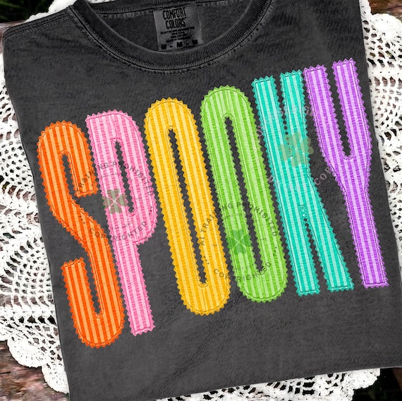 Retro Striped Spooky PNG, Halloween Varsity Seersucker Design, Cute Spooky Season Digital Download