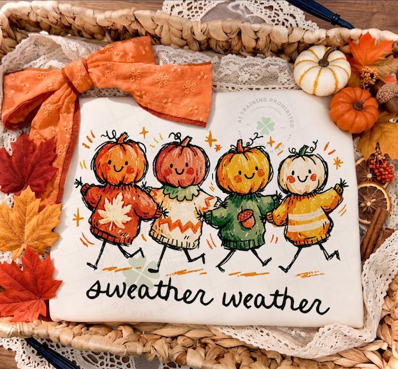 Sweater Weather PNG, Cute Fall Sweater PNG, Autumn Sublimation Design, Cozy Fall Shirt Graphic, Pumpkin Sweater PNG