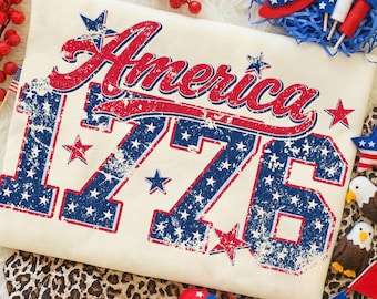 1776 America PNG, 4th Of July Png Sublimation Design, Patriotic Independence Day Png, 1776 Png, Vintage USA Flag Png, Retro America Png