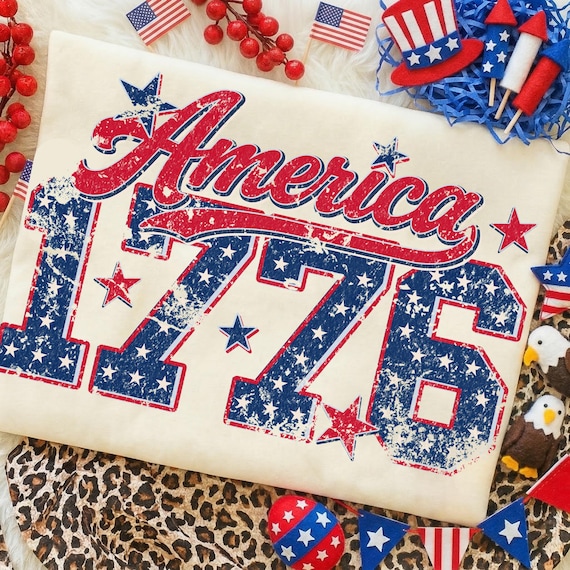 1776 America PNG, 4th Of July Png Sublimation Design, Patriotic Independence Day Png, 1776 Png, Vintage USA Flag Png, Retro America Png