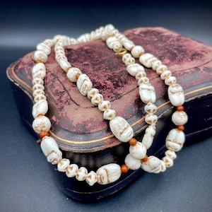 Neiger Brothers Uranium Glass Scarab Beetle Necklace, 1920s Egyptian Revival Milk Glass (UV Glow)