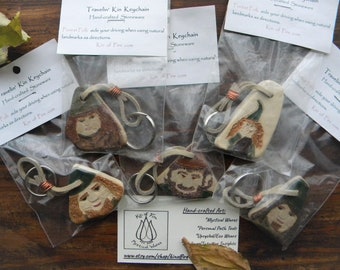 Travelin' Kin Keychain - Forest Folk - Handmade Keychain - Winter Gnomes - Holiday Gnomes - Earth Elementals - Mythic Guide