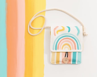 Pink Rainbow Crayon Holder Pastel Rainbow Boho Rainbow Bag Little Girl Purse Gift for 3 Year Old Girl Accessory Pastel Toddler Purse Pastel