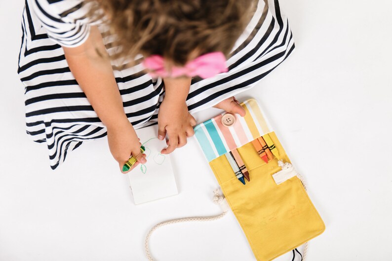 Rainbow Crayon Holder Childrens Travel Activity Bag Crayon Etsy