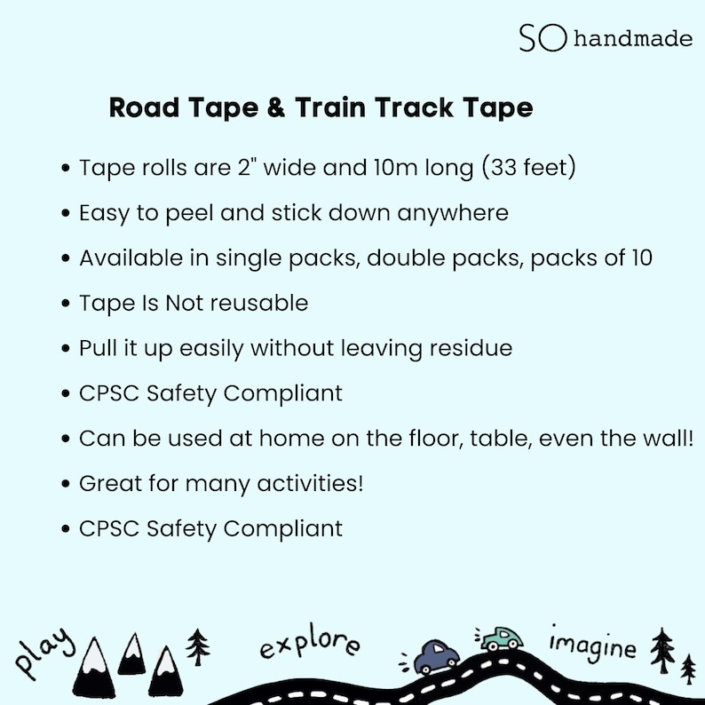 Rolls of Train Tape or Road Tape Indoor Race Track Indoor Train Track Screen Free Toddler Activity Waldorf Toddler Toys Toddler Race Track image 10