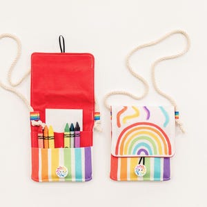 Rainbow Coloring Kit Crayon Toddler Purse Little Girl Purse Waldorf Crayon Waldorf Toy Montessori Toddler Kid Artist Gift for Kid Artist image 3