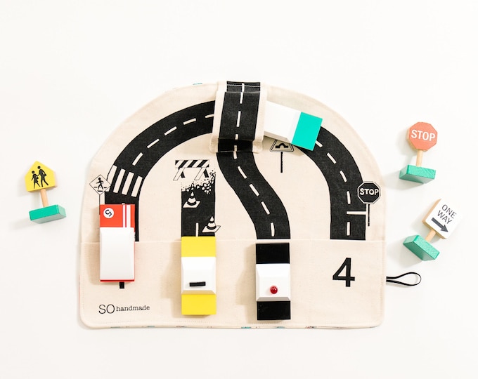 Car Play Mat Road Play Mat Boy Travel Toy Road Activity Mat Toy Car Storage Road Trip Toy Travel Activity Airplane Toy Montessori Play Mat