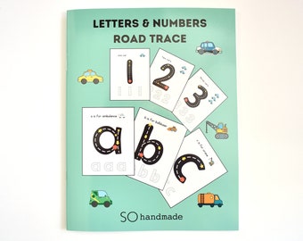 Road Trace Activity Book Alphabet Learning Workbook For Boys ABC Preschool Activity Number Trace Book Construction Activity Book Vehicle