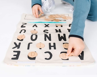 Alphabet-Spielmatte, ABC-Buchstabenmatte, sensorisches Alphabet-Spielzeug für Kinder, Vorschul-Lesespiel, Geschenk zum Schulanfang, Lernspiel für Kleinkinder, ABC