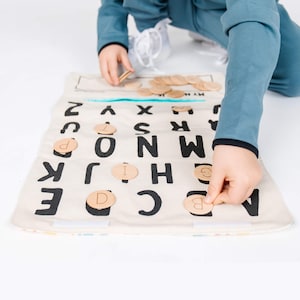 Alfombrilla de juego con letras del alfabeto, alfombrilla con letras del alfabeto, juguetes sensoriales para niños, juego de lectura para preescolar, regalos para la vuelta al cole, juego de aprendizaje del alfabeto para niños pequeños
